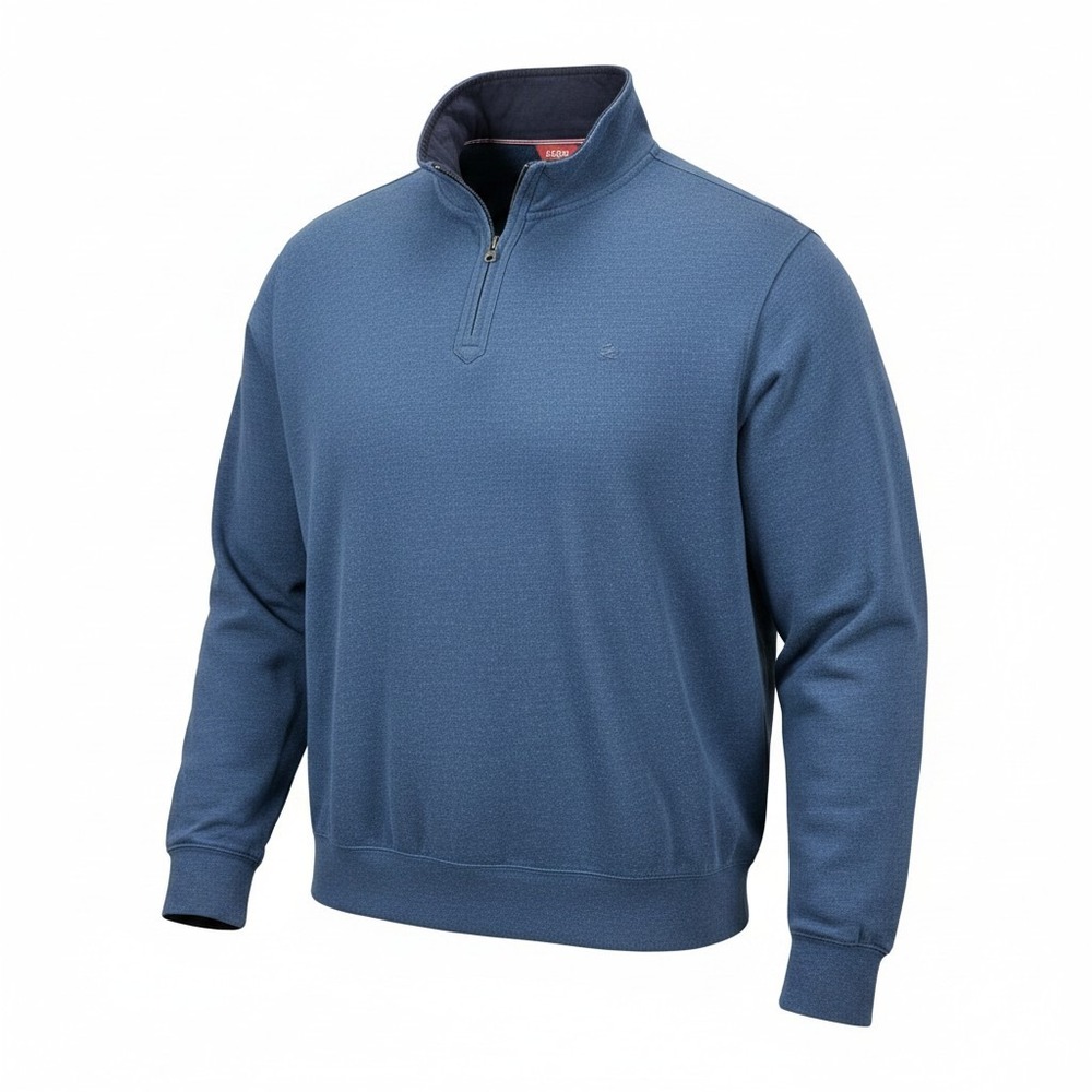 IZOD Mens Golf Heathered Blue Quarter Zip Pullover Mock Neck Sweatshirt 3XL